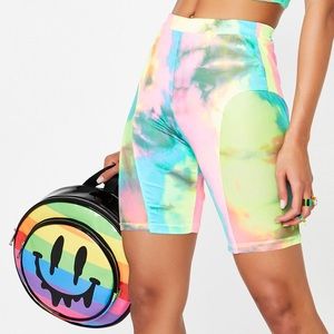 Hot & Delicious NWT rainbow tie dye biker shorts